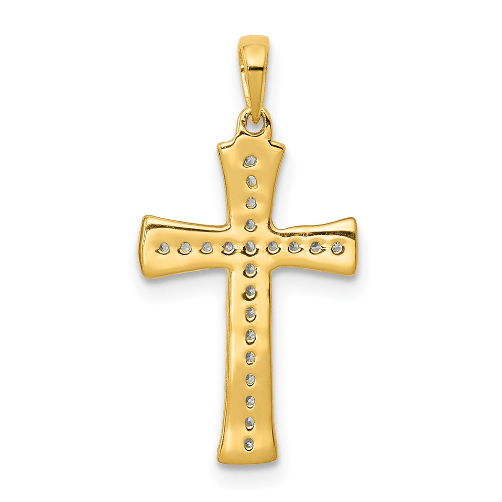 Alternate view of the 14k Yellow Gold & Rhodium 1/10 Ctw Diamond Cross Pendant, 11 x 23mm by The Black Bow Jewelry Co.