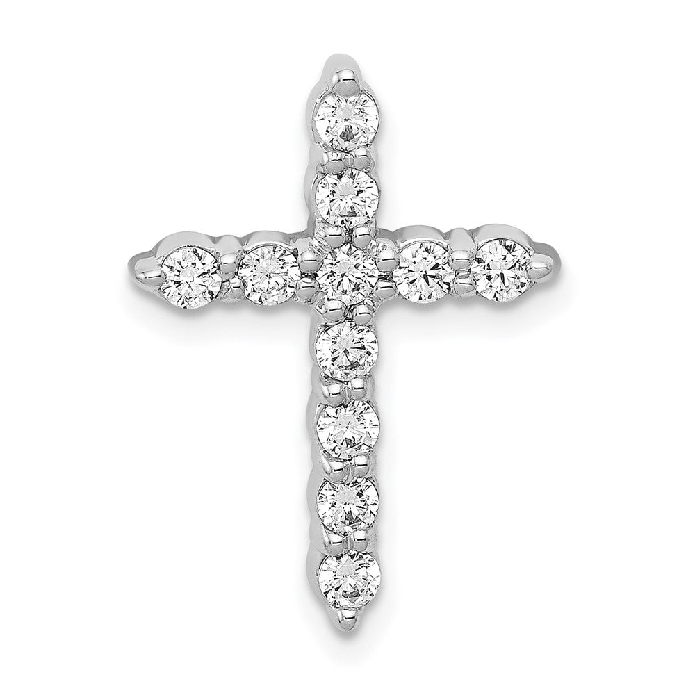14k White Gold 1/2 Ctw Diamond Cross Slide Pendant, 15 x 21mm, Item P27691-12 by The Black Bow Jewelry Co.