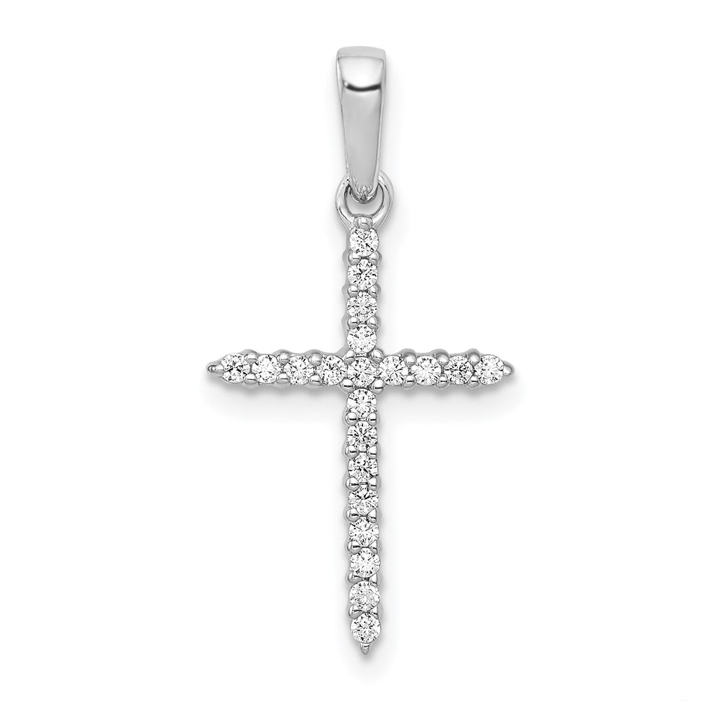 14k Yellow or White Gold 1/6 Ctw Diamond Cross Pendant, 12 x 24mm