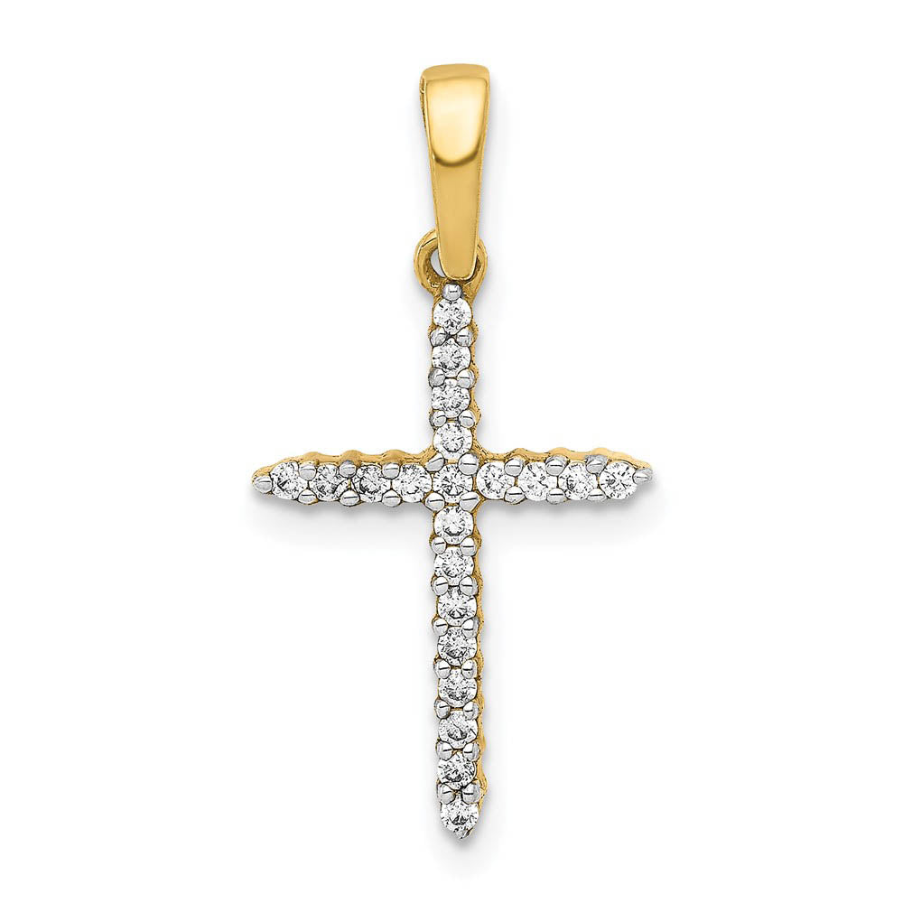 14k Yellow or White Gold 1/6 Ctw Diamond Cross Pendant, 12 x 24mm