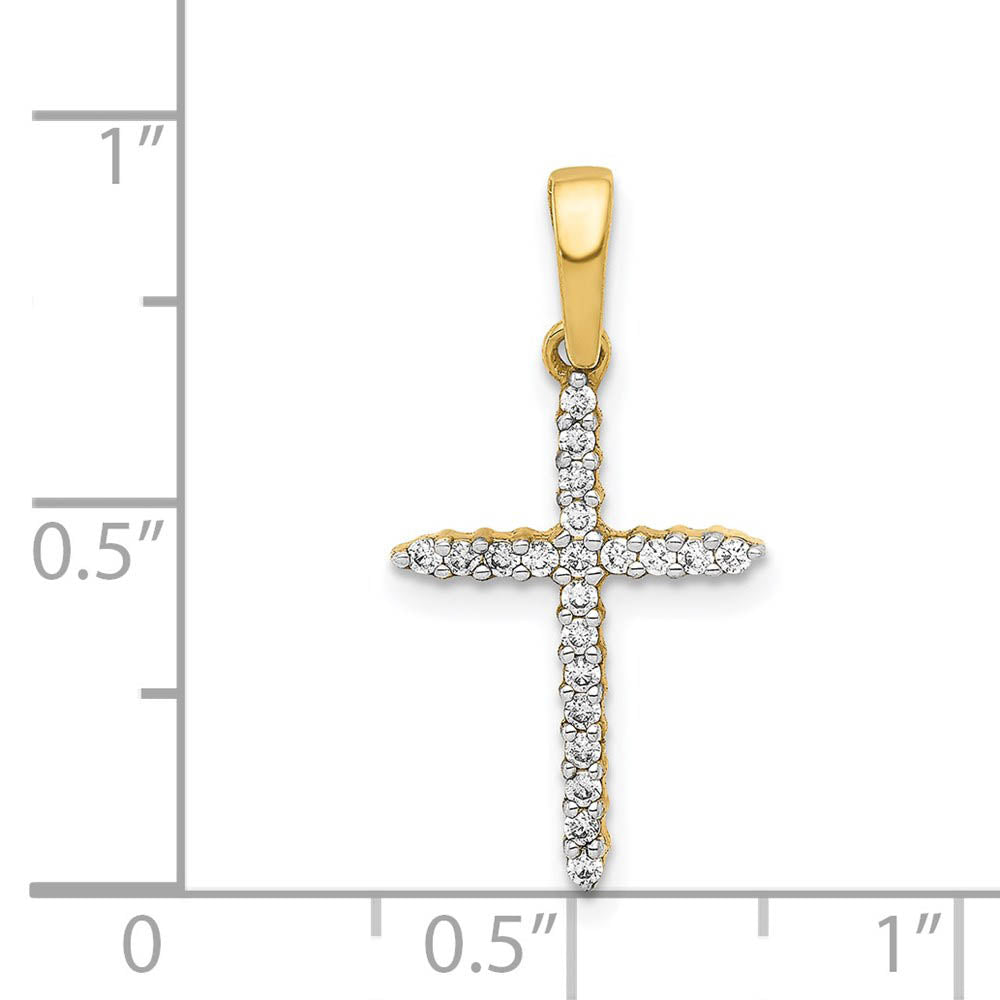 Alternate view of the 14k Yellow Gold 1/6 Ctw Diamond Cross Pendant, 12 x 24mm by The Black Bow Jewelry Co.