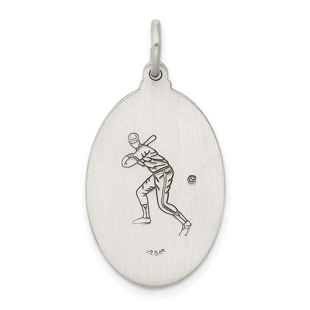 Alternate view of the Sterling Silver St Christopher Oval Baseball Medal Pendant, 15 x 31mm by The Black Bow Jewelry Co.