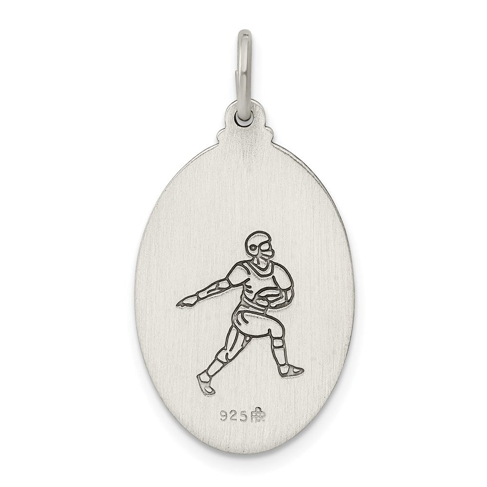 Alternate view of the Sterling Silver St Christopher Oval Football Medal Pendant, 15 x 31mm by The Black Bow Jewelry Co.