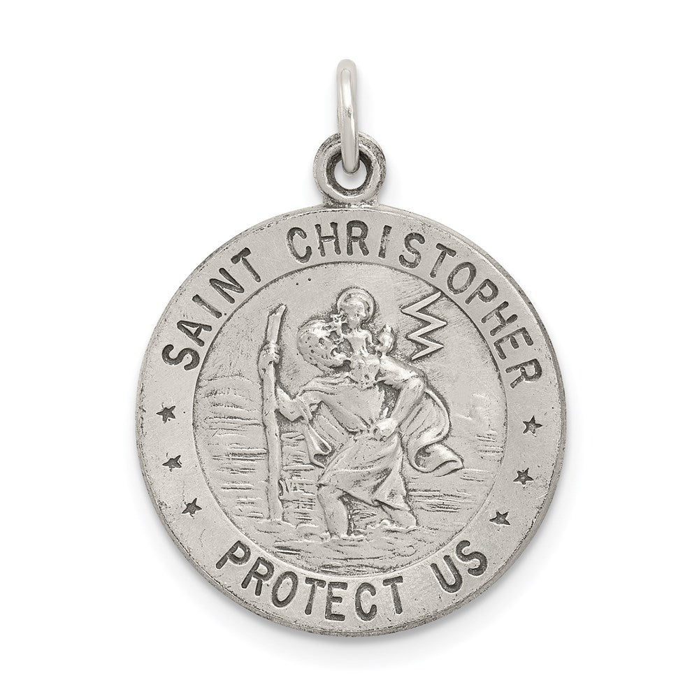 Alternate view of the Sterling Silver St Christopher Round Sports Medal Pendant, 18mm by The Black Bow Jewelry Co.