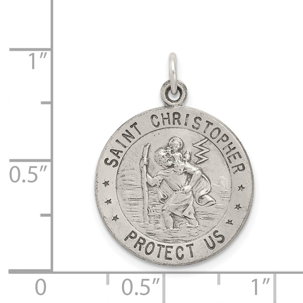 Alternate view of the Sterling Silver St Christopher Round Basketball Medal Pendant, 18mm by The Black Bow Jewelry Co.