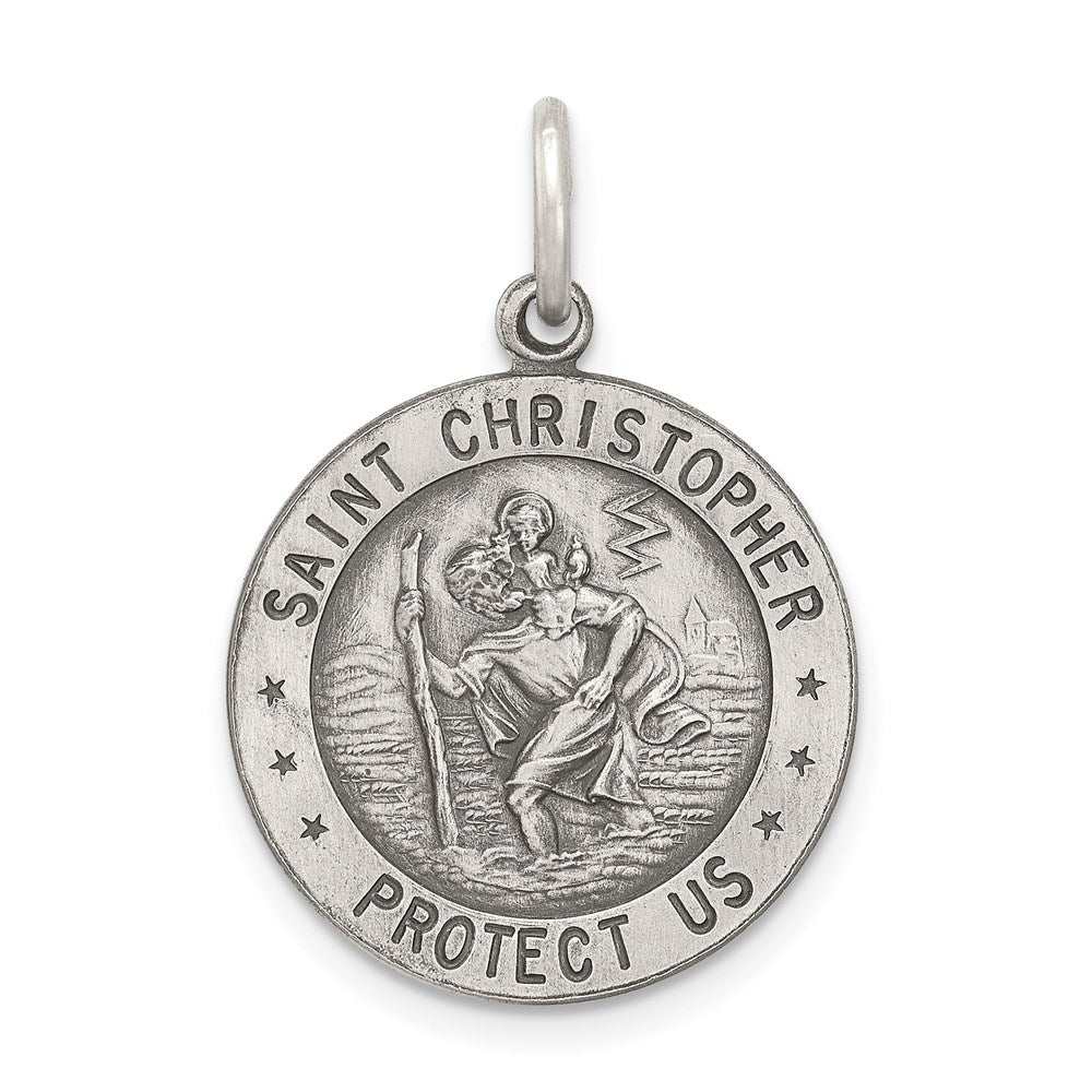 Alternate view of the Sterling Silver St Christopher Round Sports Medal Pendant, 18mm by The Black Bow Jewelry Co.