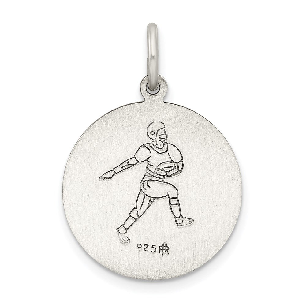 Alternate view of the Sterling Silver St Christopher Round Football Medal Pendant, 18mm by The Black Bow Jewelry Co.