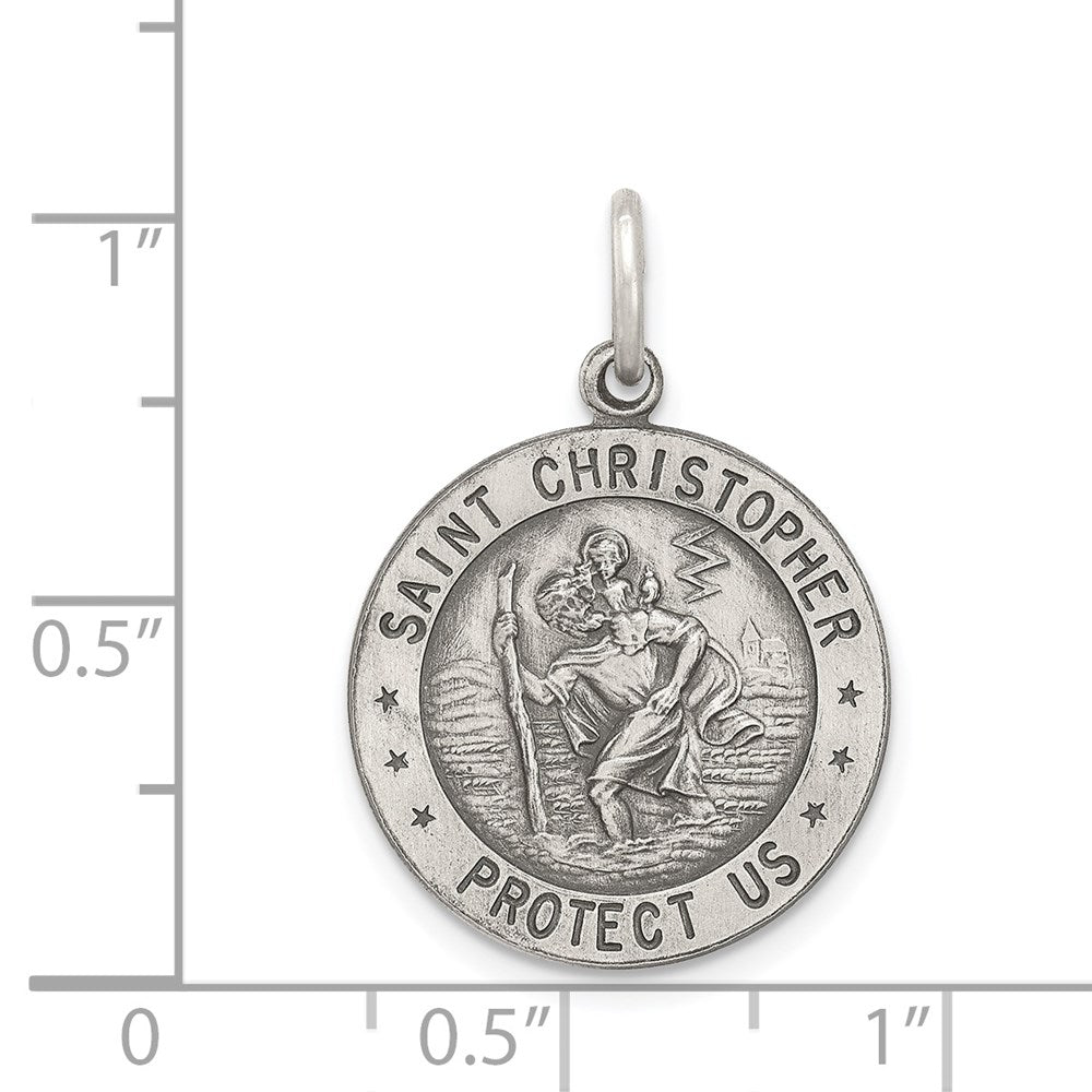Alternate view of the Sterling Silver St Christopher Round Football Medal Pendant, 18mm by The Black Bow Jewelry Co.