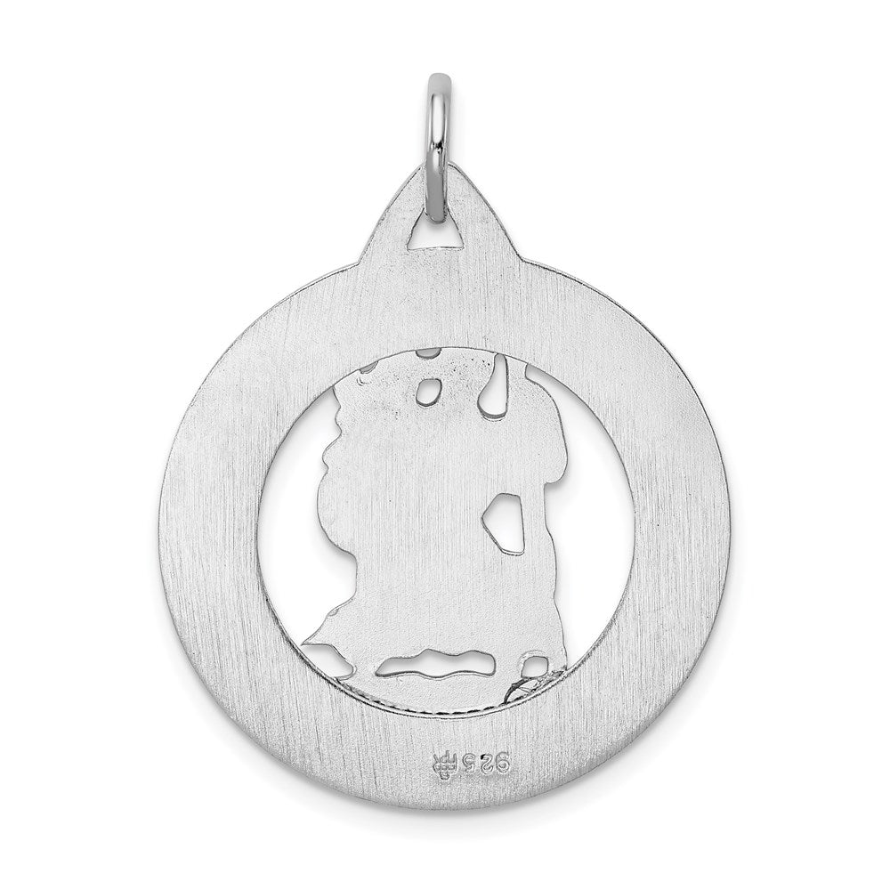 Alternate view of the Sterling Silver Rhodium-Plated St. Christopher Medal Pendant, 25mm by The Black Bow Jewelry Co.
