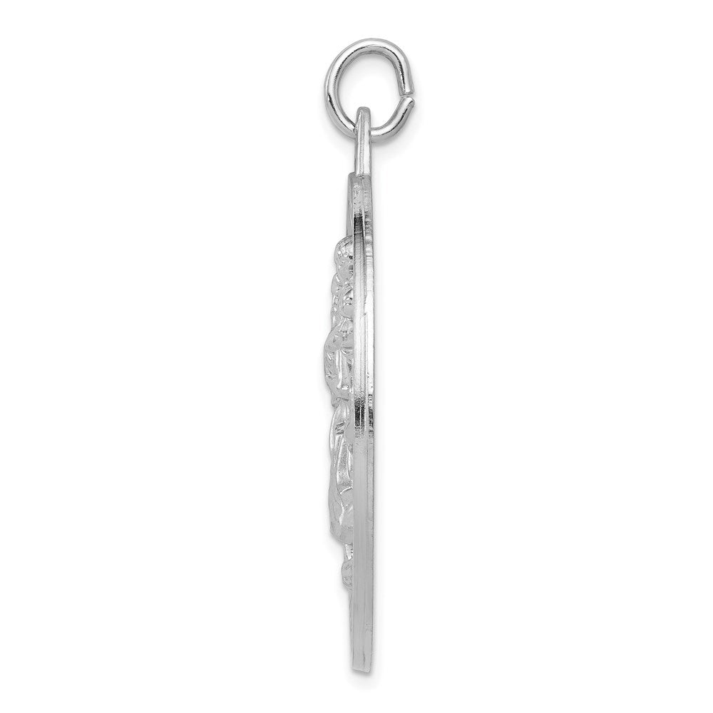 Alternate view of the Sterling Silver Rhodium-Plated St. Christopher Medal Pendant, 32mm by The Black Bow Jewelry Co.