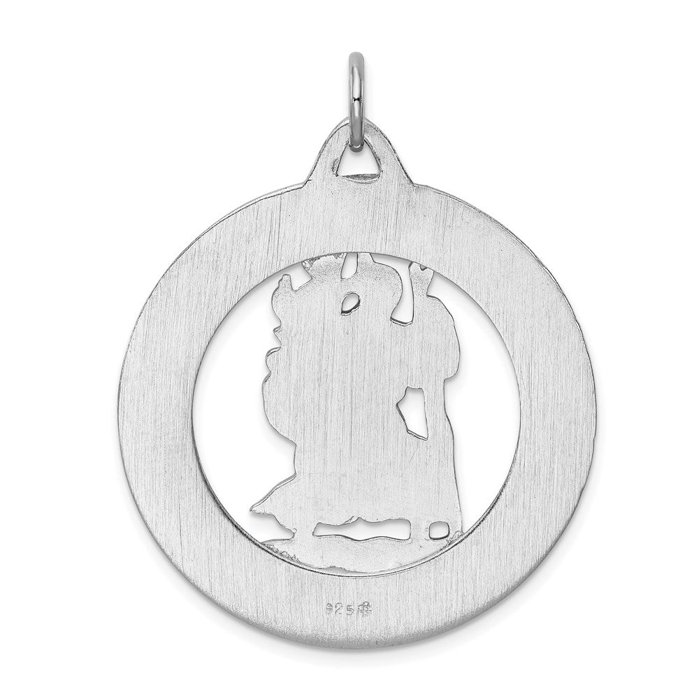 Alternate view of the Sterling Silver Rhodium-Plated St. Christopher Medal Pendant, 32mm by The Black Bow Jewelry Co.