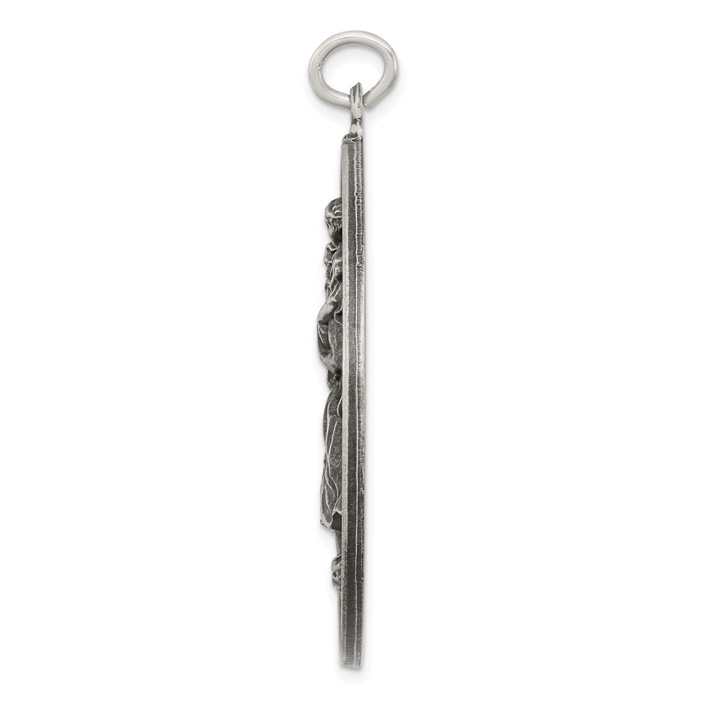 Alternate view of the Sterling Silver Round St. Christopher Medal Pendant, 38mm (1.5 Inch) by The Black Bow Jewelry Co.