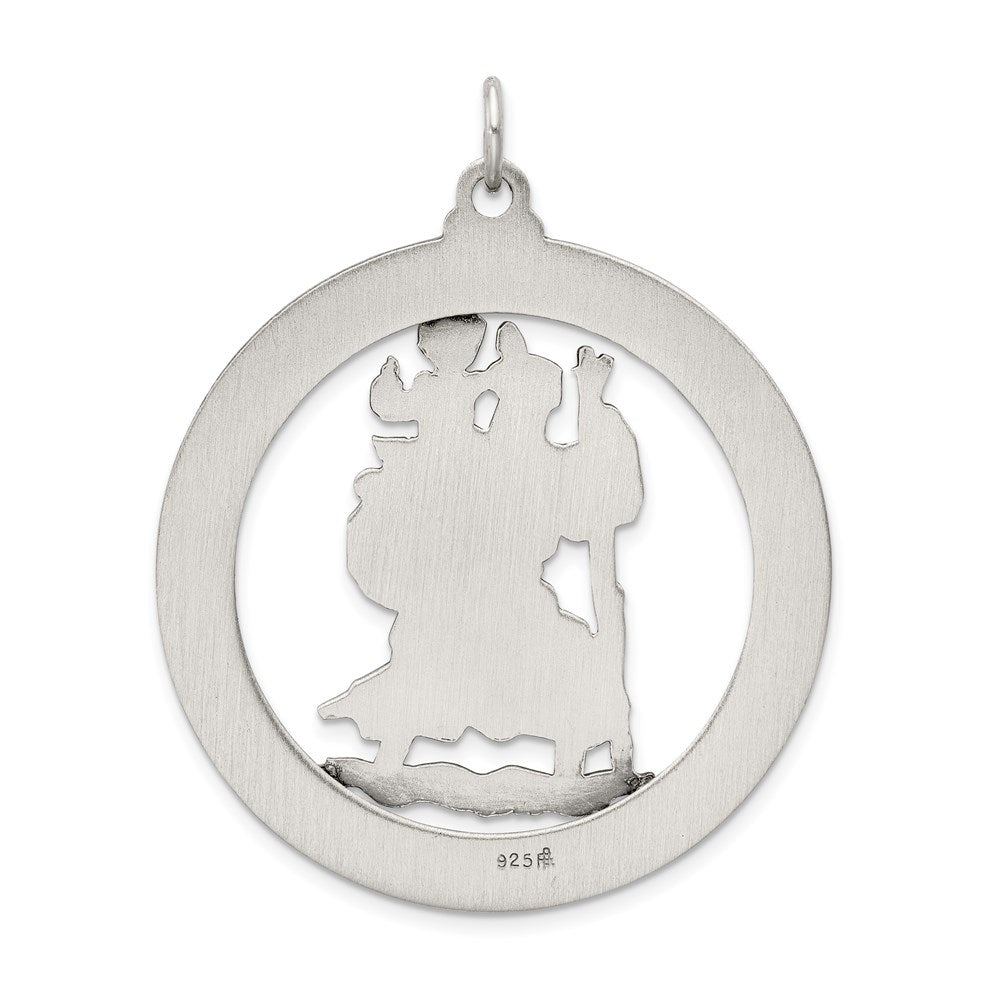 Alternate view of the Sterling Silver Large Round Saint Christopher Medal Pendant by The Black Bow Jewelry Co.