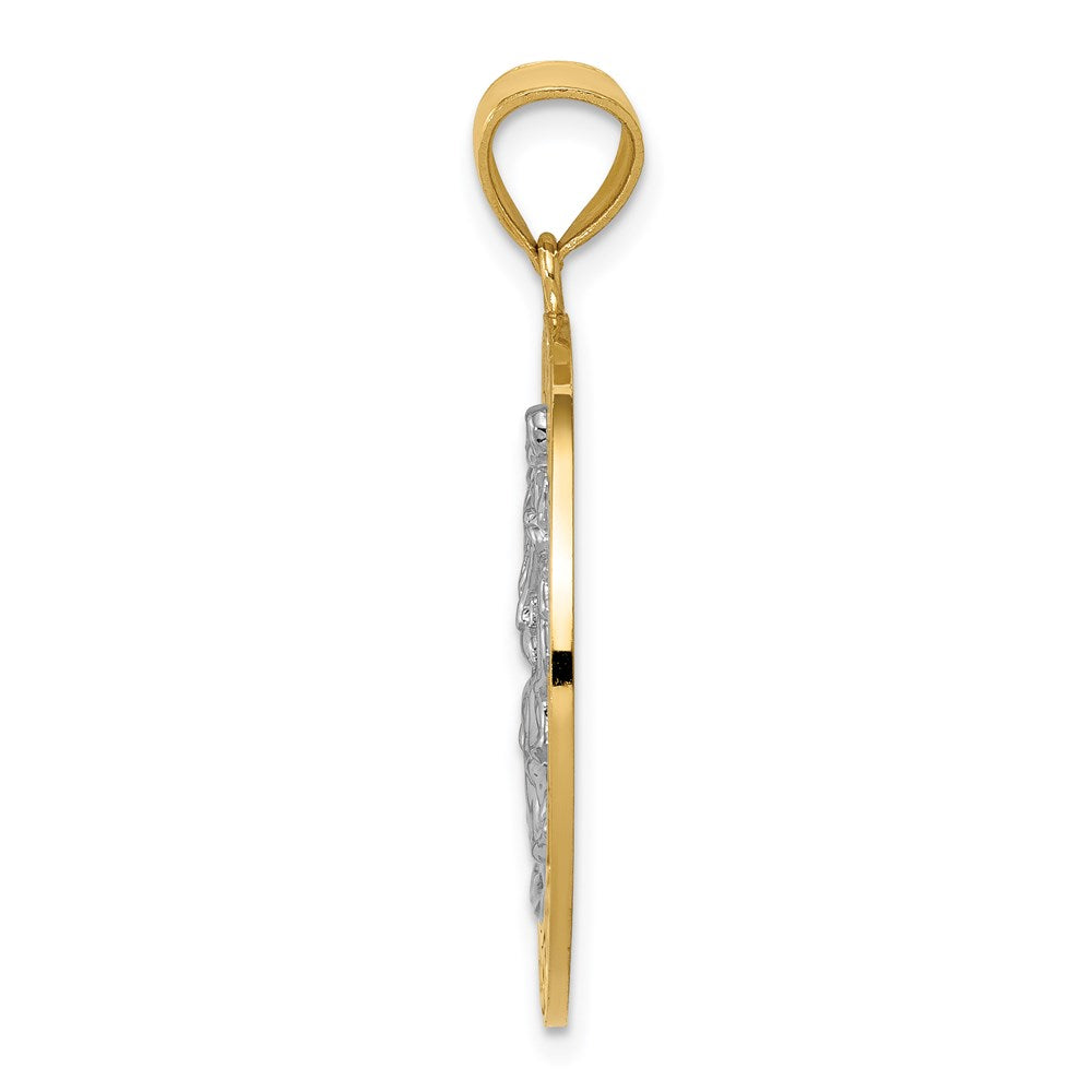Alternate view of the 14k Yellow Gold & White Rhodium Plated St Christopher Pendant by The Black Bow Jewelry Co.