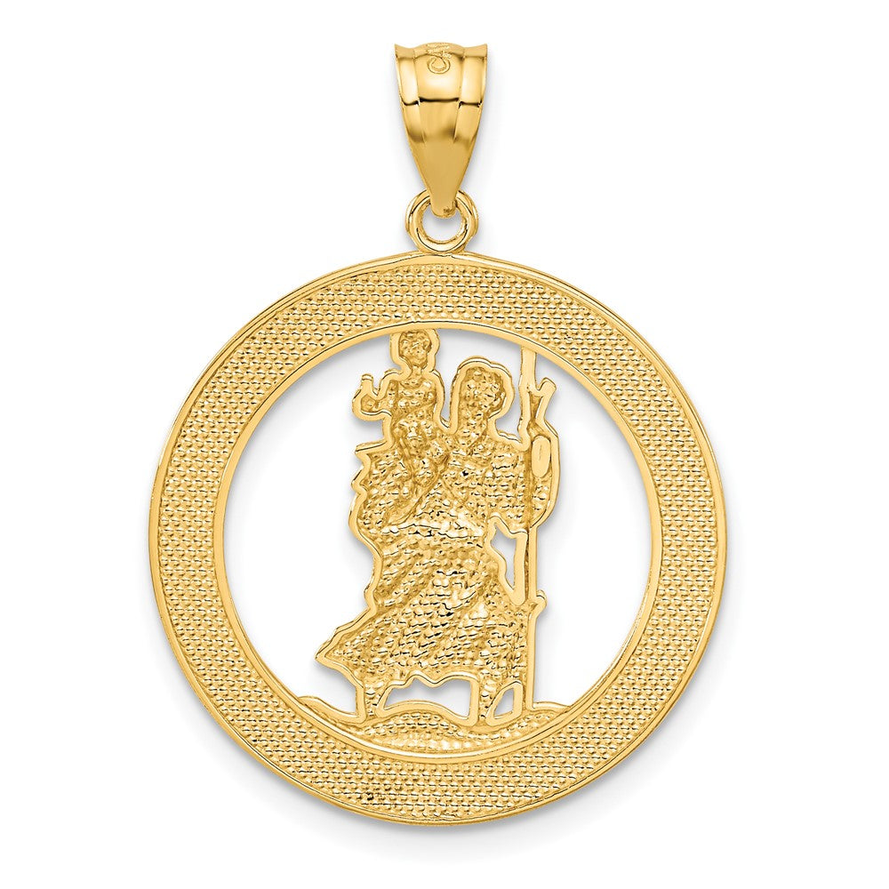 Alternate view of the 14k Yellow Gold & White Rhodium Plated St Christopher Pendant by The Black Bow Jewelry Co.
