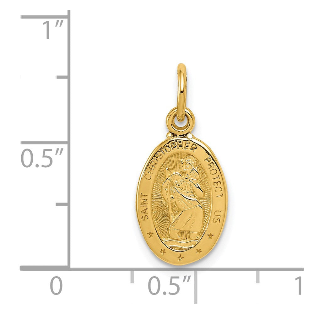 Alternate view of the 14k Yellow Gold Small St Christopher Medal Charm or Pendant, 9 x 13mm by The Black Bow Jewelry Co.
