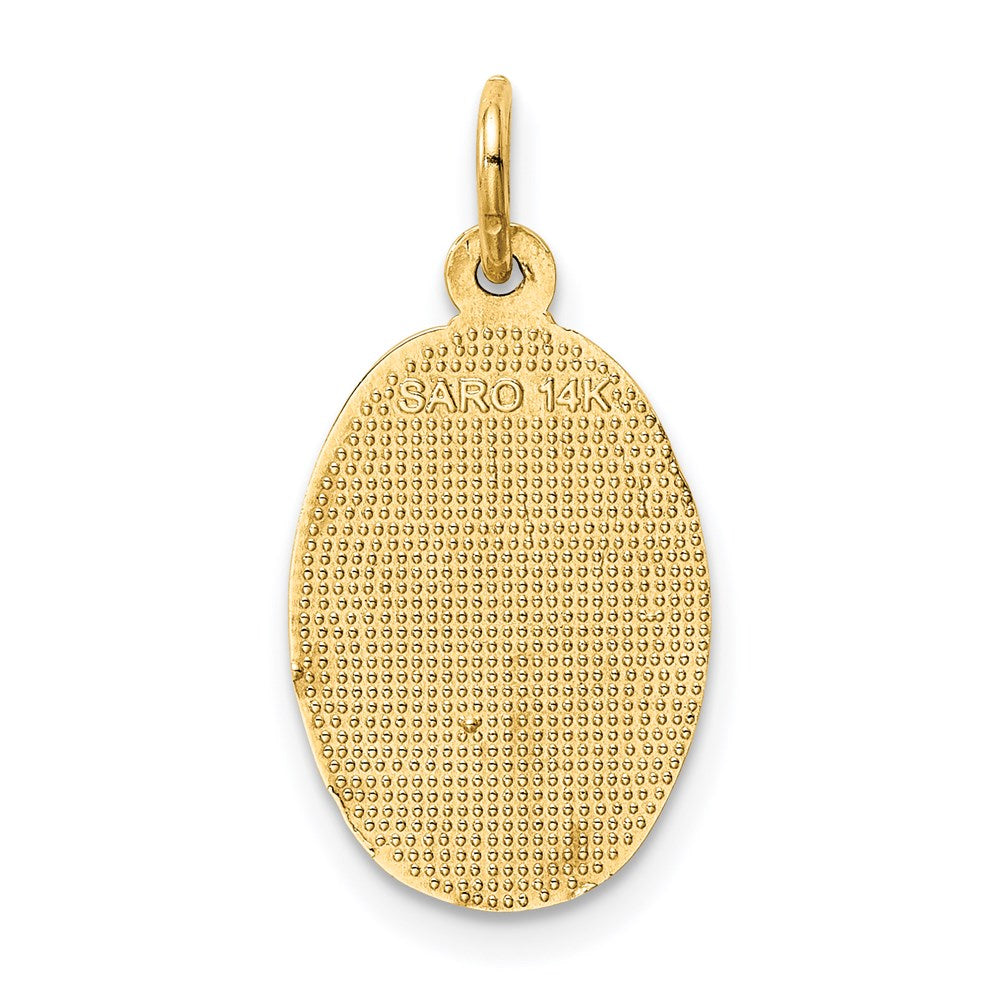 Alternate view of the 14k Yellow Gold Small St Christopher Medal Charm or Pendant, 11 x 15mm by The Black Bow Jewelry Co.