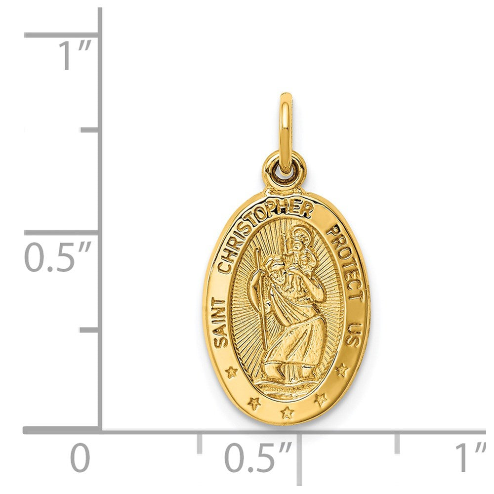 Alternate view of the 14k Yellow Gold Small St Christopher Medal Charm or Pendant, 11 x 15mm by The Black Bow Jewelry Co.