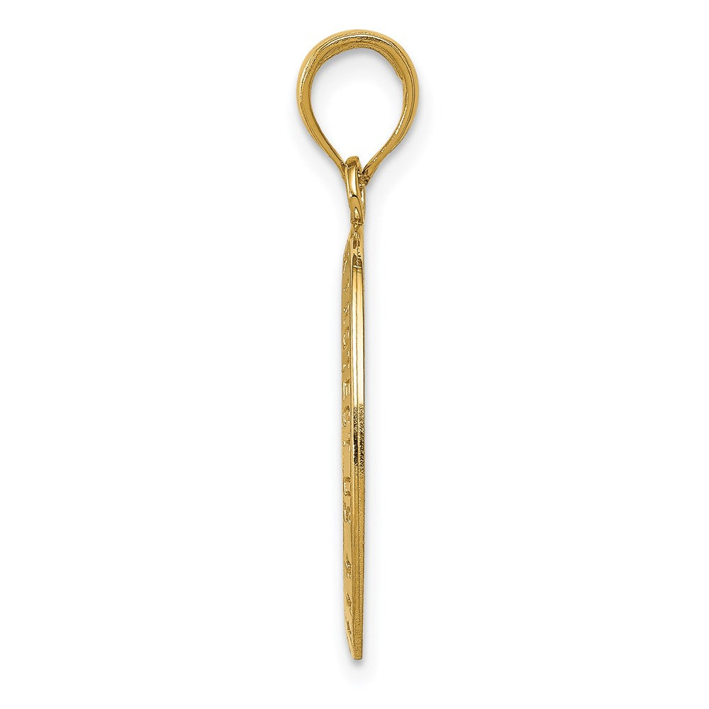 Alternate view of the 14k Yellow Gold Textured Oval St Christopher Medal Pendant, 12 x 27mm by The Black Bow Jewelry Co.