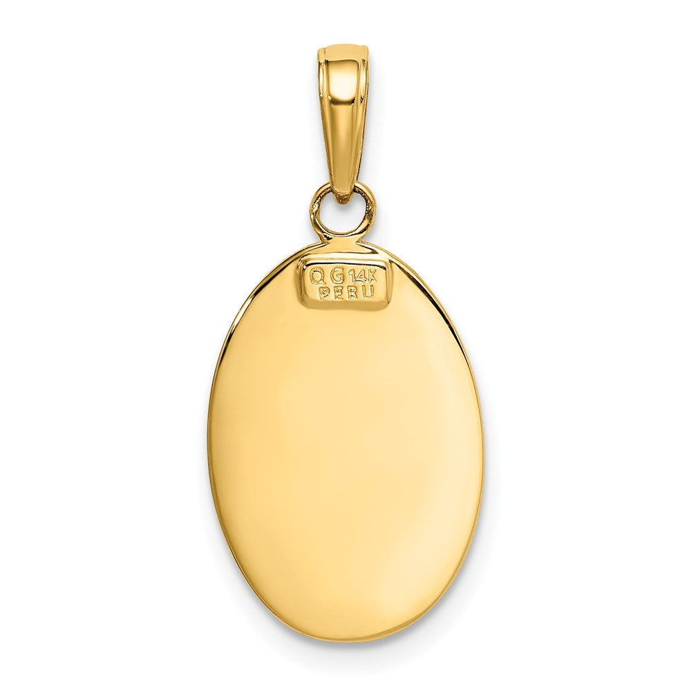 Alternate view of the 14k Yellow Gold Textured Oval St Christopher Medal Pendant by The Black Bow Jewelry Co.