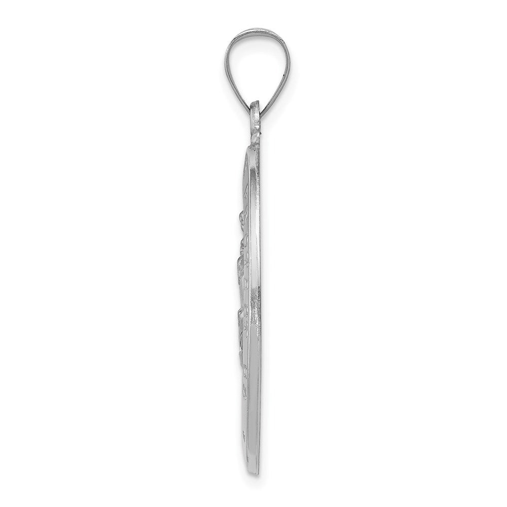 Alternate view of the 14k White Gold Hollow Oval St. Christopher Medal Pendant, 18 x 35mm by The Black Bow Jewelry Co.