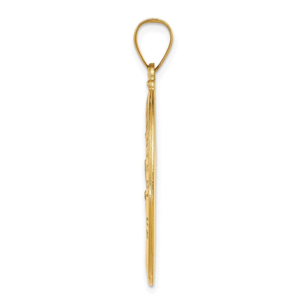 Alternate view of the 14k Yellow Gold Hollow Oval St. Christopher Medal Pendant, 18 x 35mm by The Black Bow Jewelry Co.
