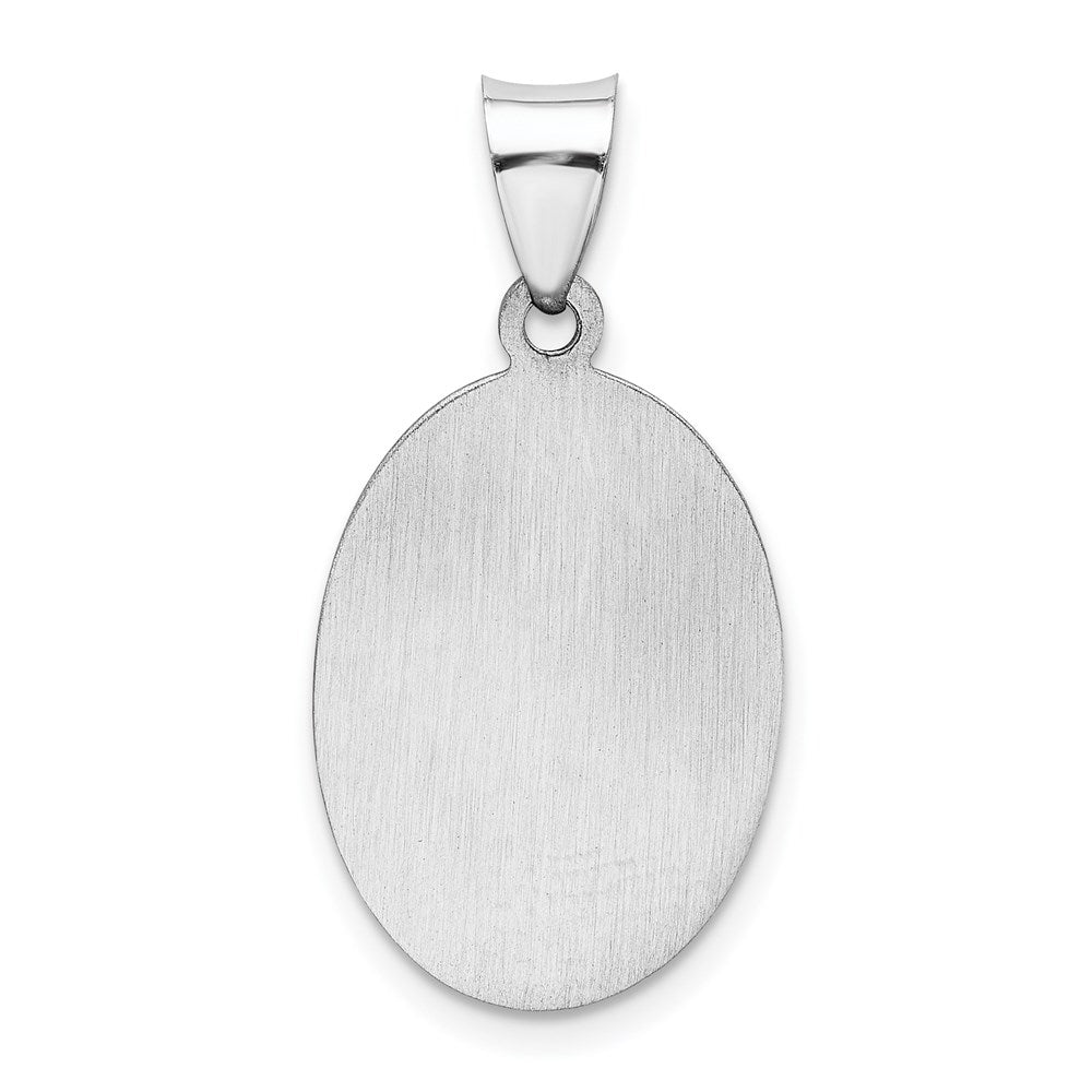 Alternate view of the 14k White Gold Hollow Oval St. Christopher Medal Pendant, 14 x 28mm by The Black Bow Jewelry Co.