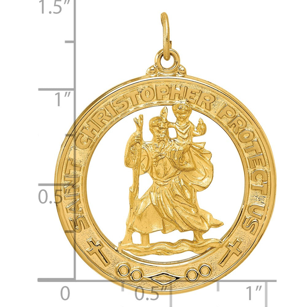 Alternate view of the Men's 14k Yellow Gold Saint Christopher Medal Pendant, 29mm (1 1/8 In) by The Black Bow Jewelry Co.