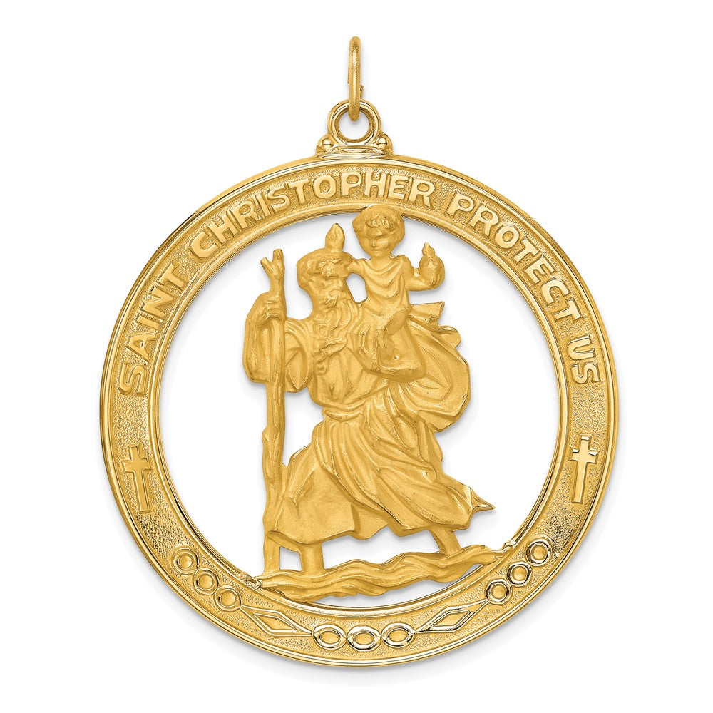 Men's 14k Yellow Gold Saint Christopher Medal Pendant, Item P27713 by The Black Bow Jewelry Co.