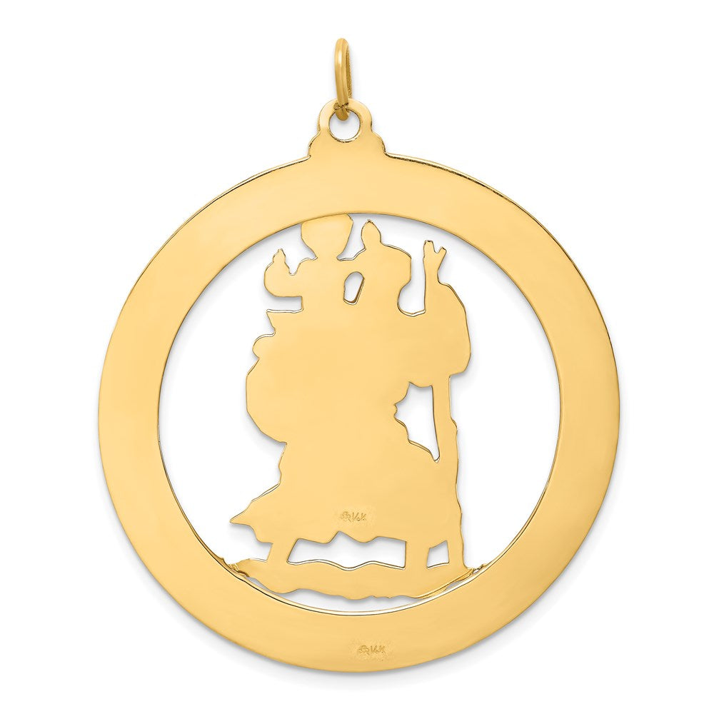 Alternate view of the Men's 14k Yellow Gold Saint Christopher Medal Pendant by The Black Bow Jewelry Co.