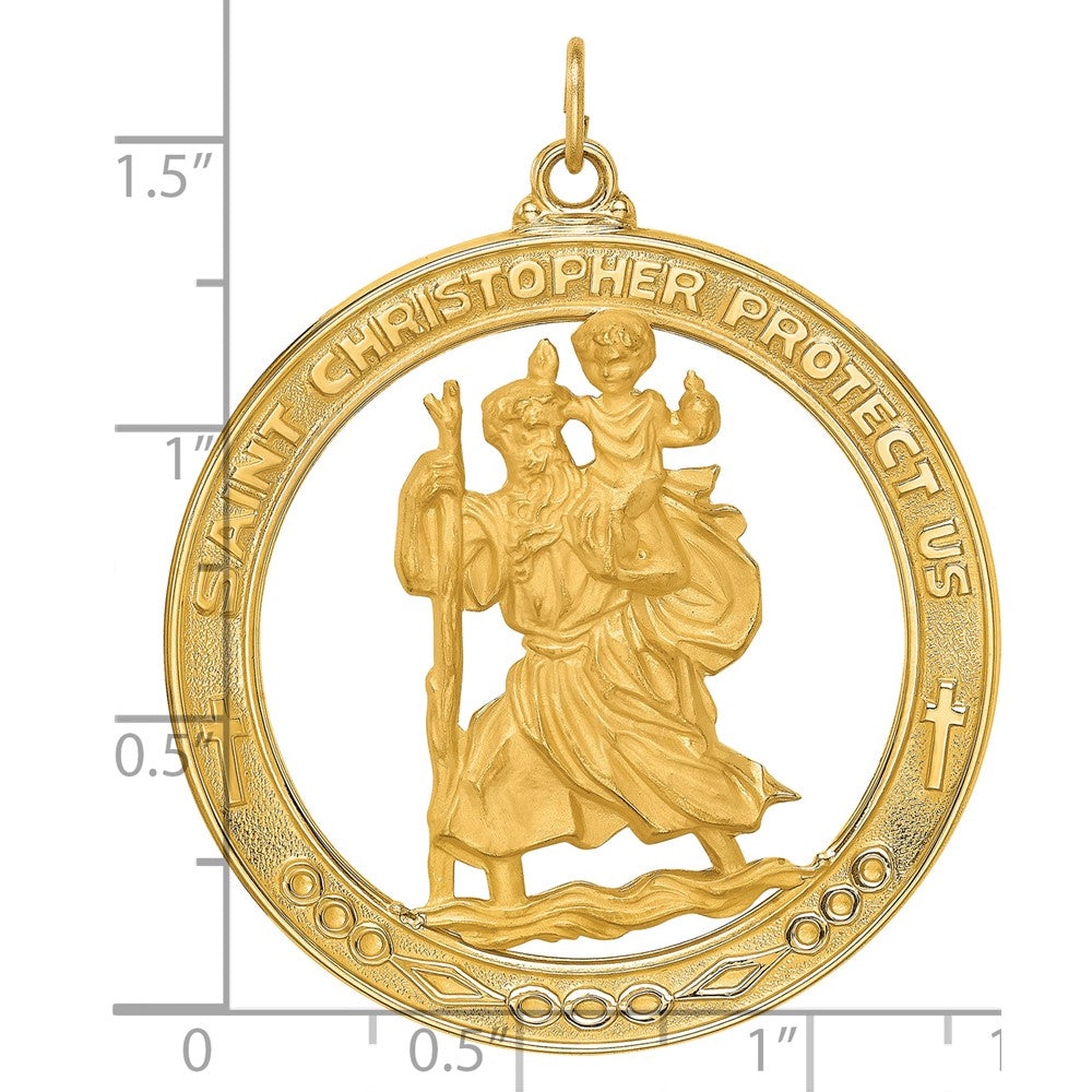 Alternate view of the Men's 14k Yellow Gold Saint Christopher Medal Pendant by The Black Bow Jewelry Co.