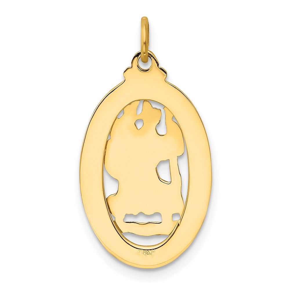 Alternate view of the 14k Yellow Gold Cutout Saint Christopher Medal Pendant, 15 x 28mm by The Black Bow Jewelry Co.
