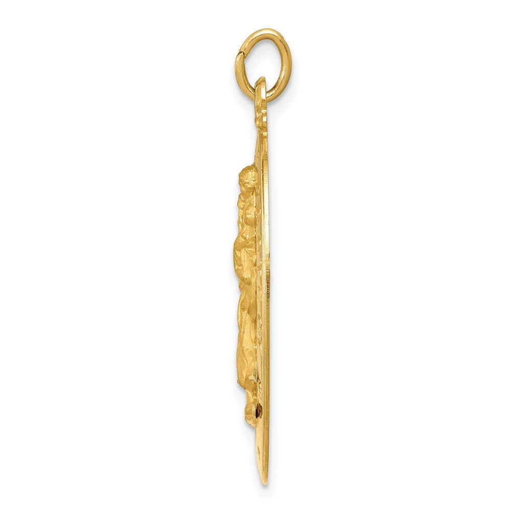 Alternate view of the 14k Yellow Gold Cutout Oval Saint Christopher Medal Pendant by The Black Bow Jewelry Co.