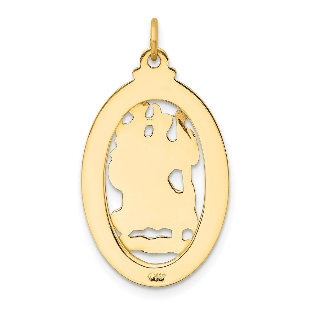 Alternate view of the 14k Yellow Gold Cutout Saint Christopher Medal Pendant, 17 x 30mm by The Black Bow Jewelry Co.