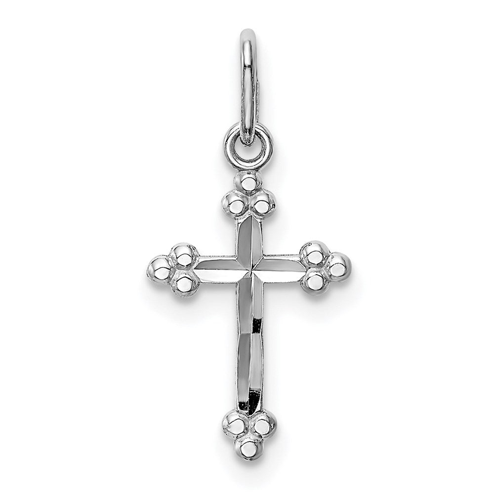 Children's 14k Yellow or White Gold Small Budded Cross Pendant, 9x20mm