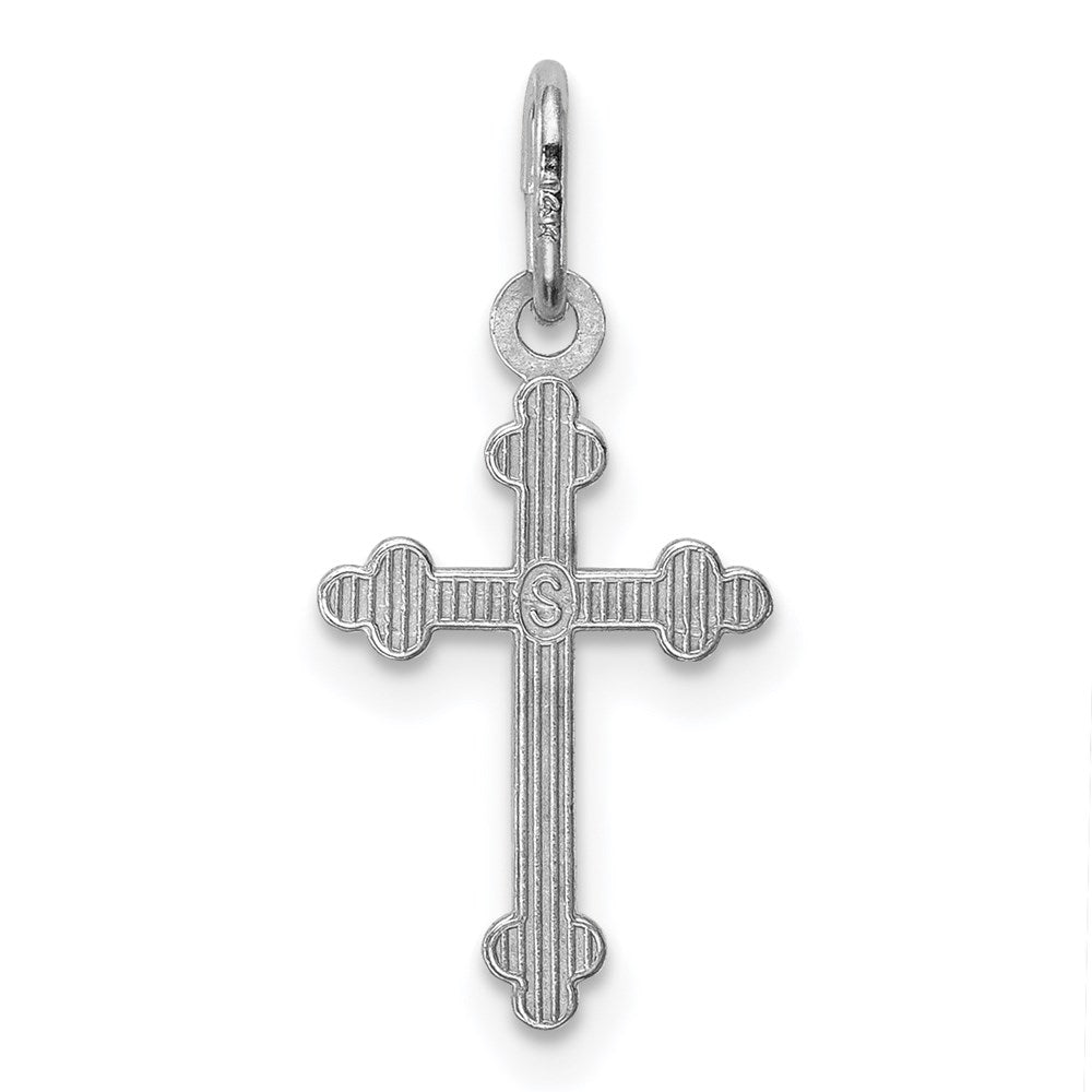 Alternate view of the Children's 14k White Gold Small Budded Cross Pendant, 9 x 20mm by The Black Bow Jewelry Co.