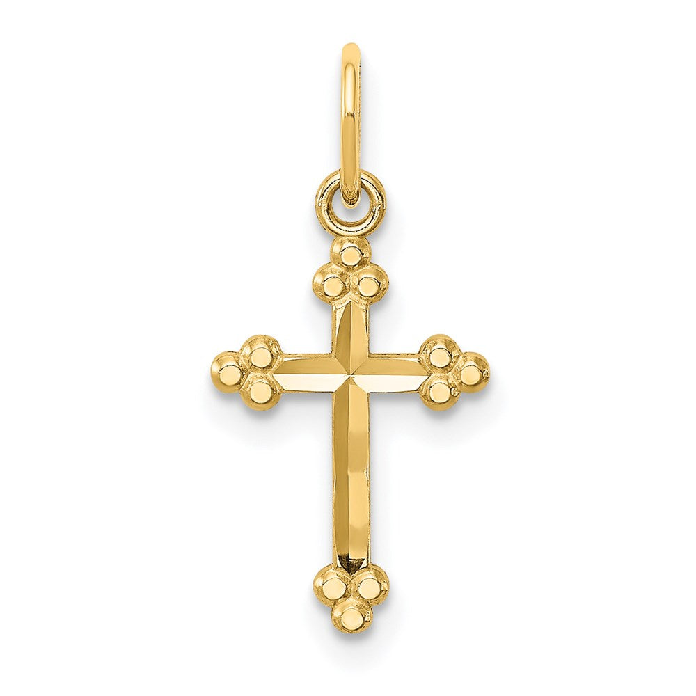 Children's 14k Yellow or White Gold Small Budded Cross Pendant, 9x20mm