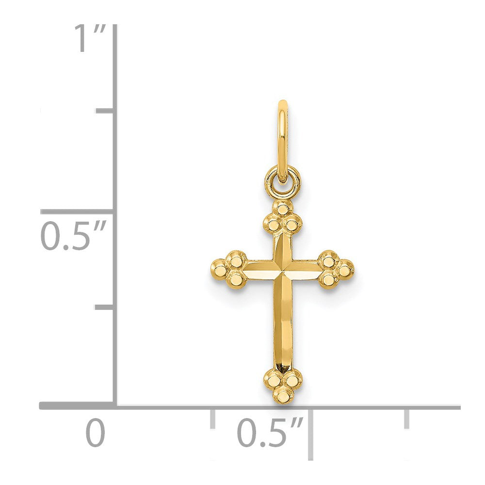 Alternate view of the Children's 14k Yellow Gold Small Budded Cross Pendant, 9 x 20mm by The Black Bow Jewelry Co.