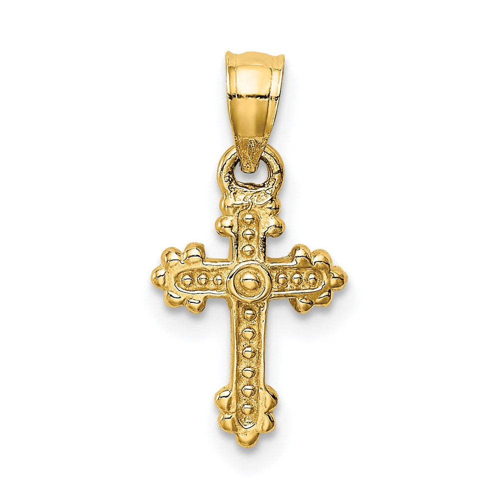 Children's 14k Yellow Gold Tiny Budded Cross Pendant, 8 x 18mm, Item P27719 by The Black Bow Jewelry Co.
