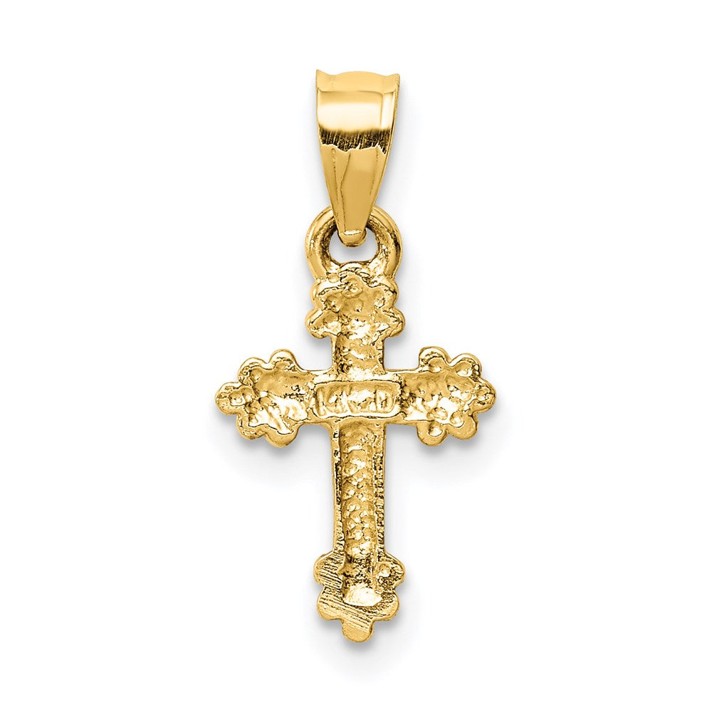 Alternate view of the Children's 14k Yellow Gold Tiny Budded Cross Pendant, 8 x 18mm by The Black Bow Jewelry Co.