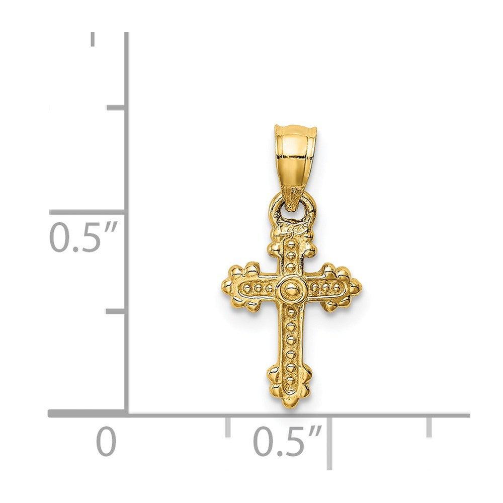 Alternate view of the Children's 14k Yellow Gold Tiny Budded Cross Pendant, 8 x 18mm by The Black Bow Jewelry Co.