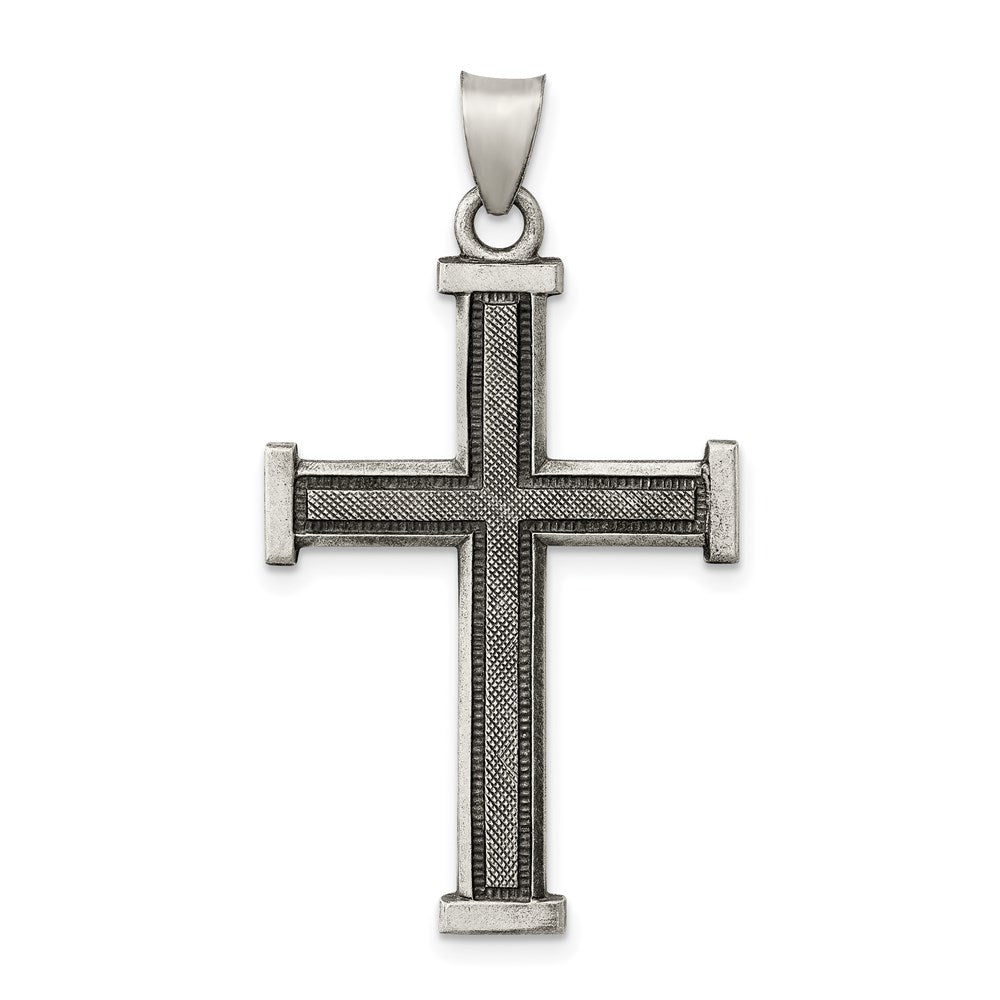 Men's Sterling Silver Solid Latin Cross Pendant, 21 x 39mm, Item P27724 by The Black Bow Jewelry Co.