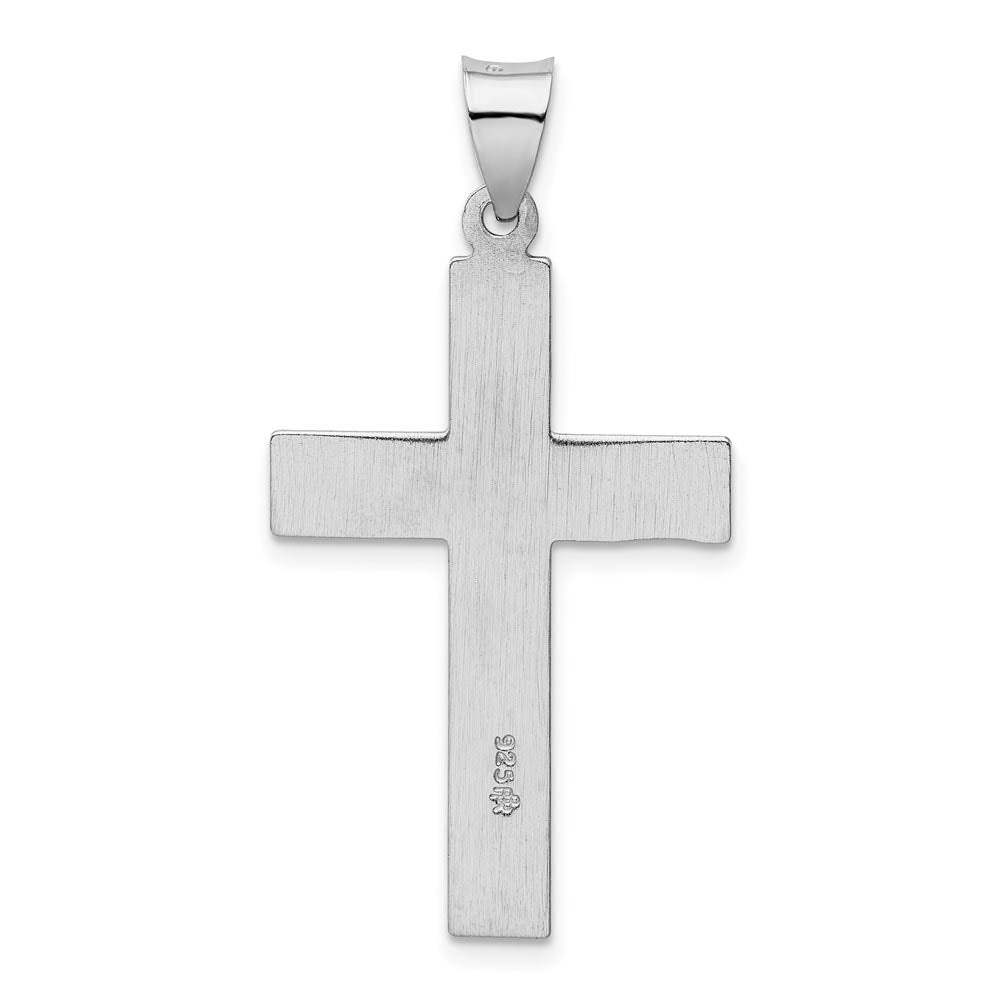 Alternate view of the Rhodium Plated Sterling Silver Undulated Cross Pendant, 20 x 38mm by The Black Bow Jewelry Co.