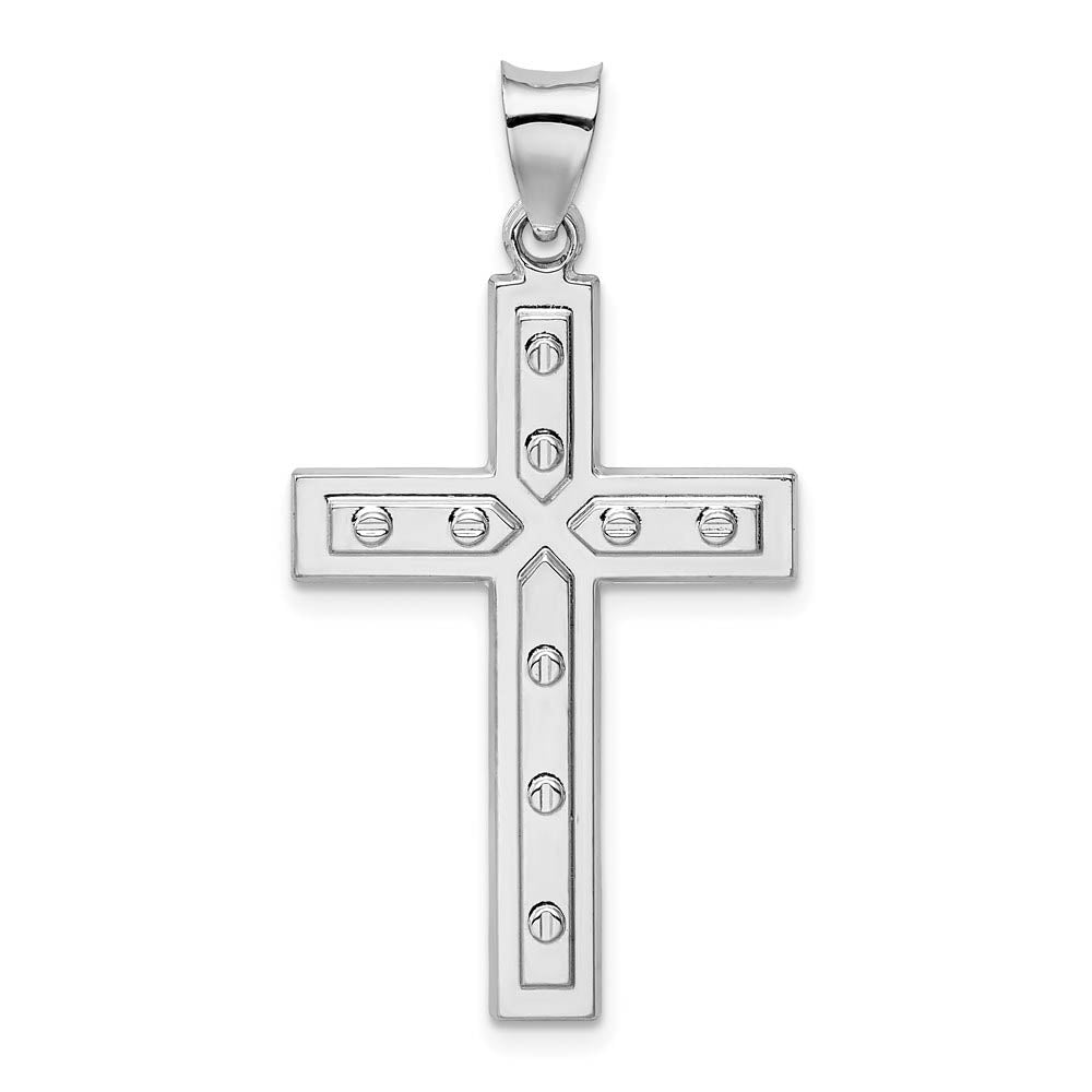 Rhodium Plated Sterling Silver Solid Latin Cross Pendant, 20 x 38mm, Item P27726 by The Black Bow Jewelry Co.