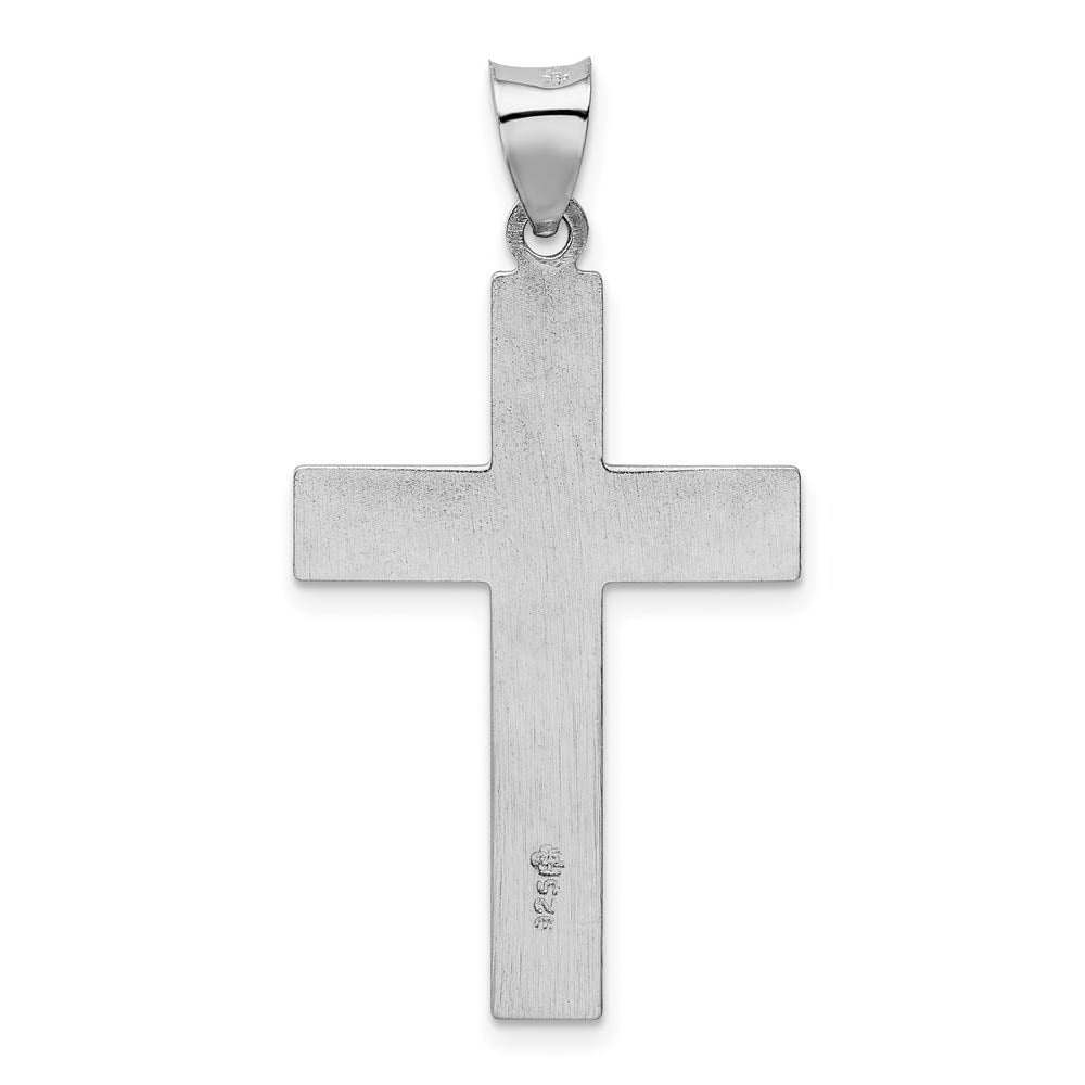 Alternate view of the Rhodium Plated Sterling Silver Solid Latin Cross Pendant, 20 x 38mm by The Black Bow Jewelry Co.
