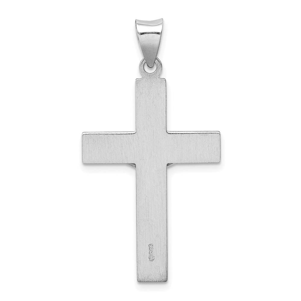 Alternate view of the Rhodium Plated Sterling Silver INRI Latin Crucifix Pendant, 20 x 39mm by The Black Bow Jewelry Co.