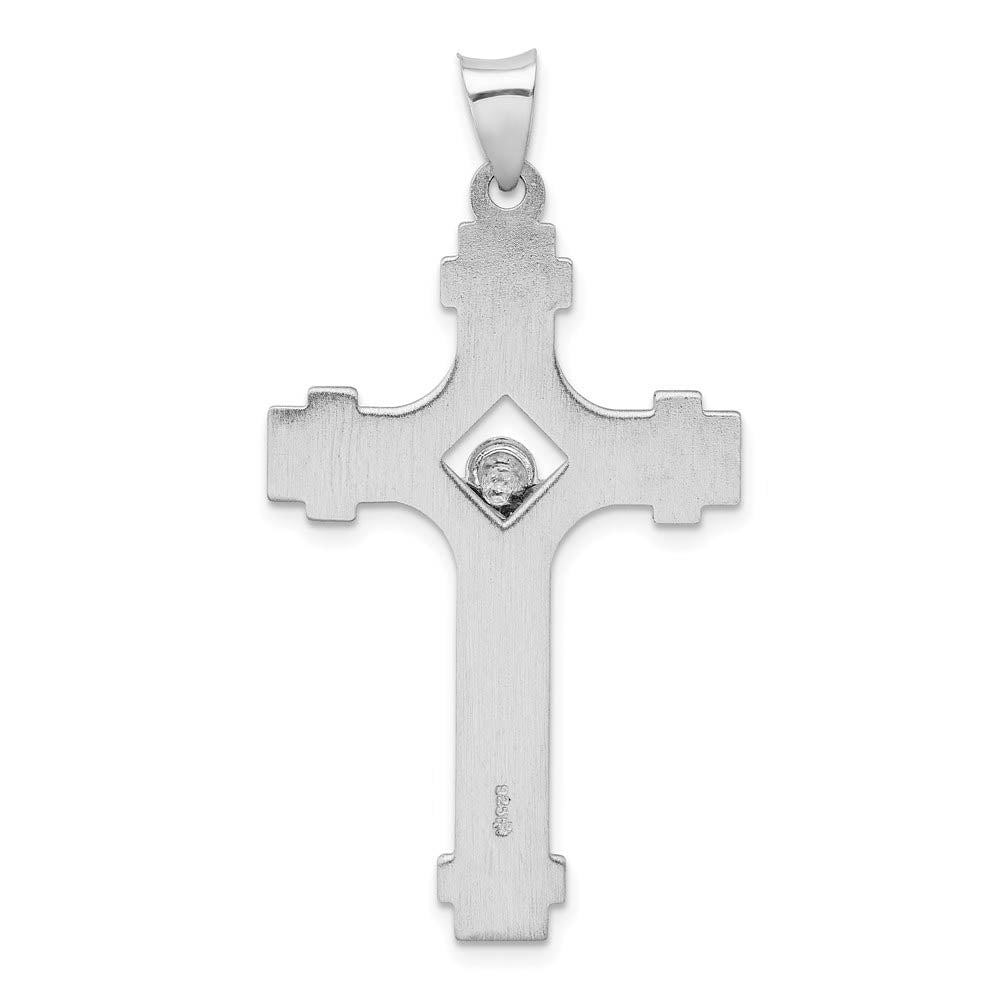 Alternate view of the Men's Rhodium Plated Sterling Silver INRI Crucifix Pendant, 24 x 46mm by The Black Bow Jewelry Co.
