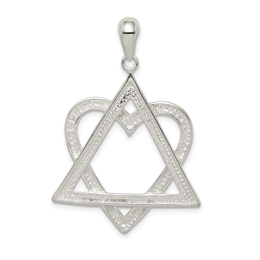 Alternate view of the Sterling Silver Star Of David Heart Pendant, 28 x 42mm by The Black Bow Jewelry Co.