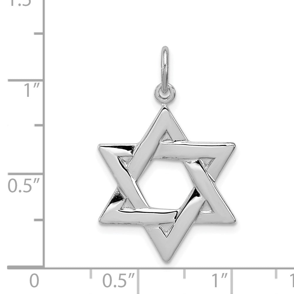 Alternate view of the Rhodium Plated Sterling Silver Star of David Pendant, 19x21mm (3/4 In) by The Black Bow Jewelry Co.