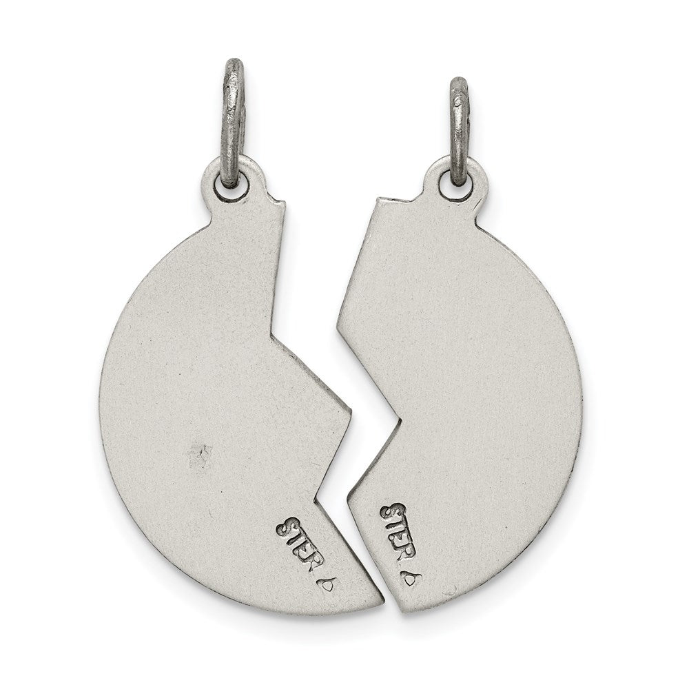 Alternate view of the Sterling Silver Satin & Antiqued 2 Piece Mizpah Coin Pendant, 22mm by The Black Bow Jewelry Co.